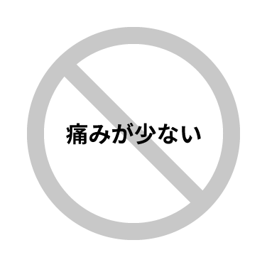 痛みが少ないが×